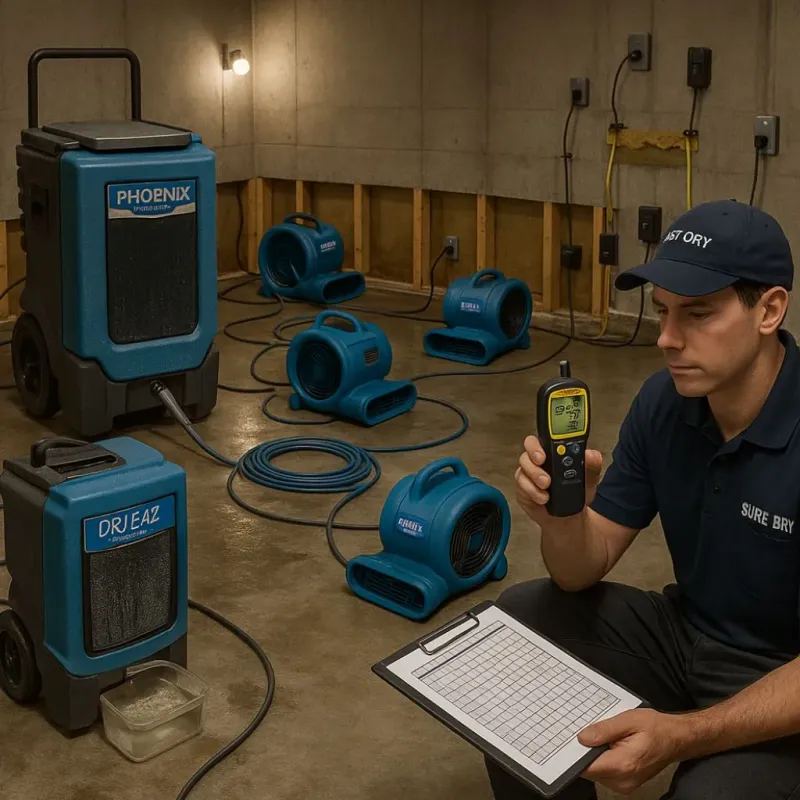 Structural Drying and Dehumidification process in Lenox, IA